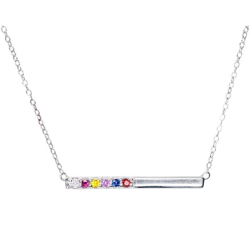 10KT Mother's Birthstone Necklace with Cross Bar Pendant