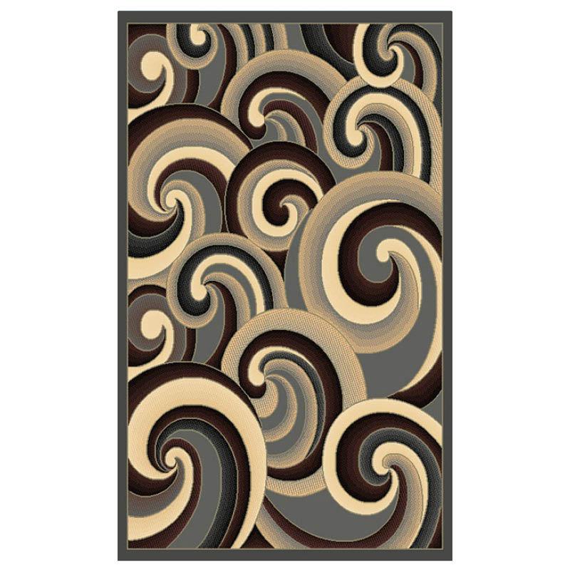 5' X 7' Modern Rug with Black/Gray/Cream Swirls