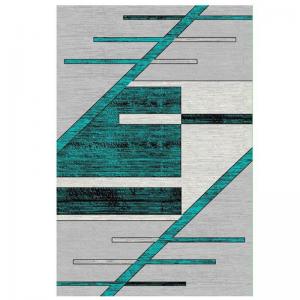 5' x 7' Modern Rug in Abstract Pattern, Turquoise
