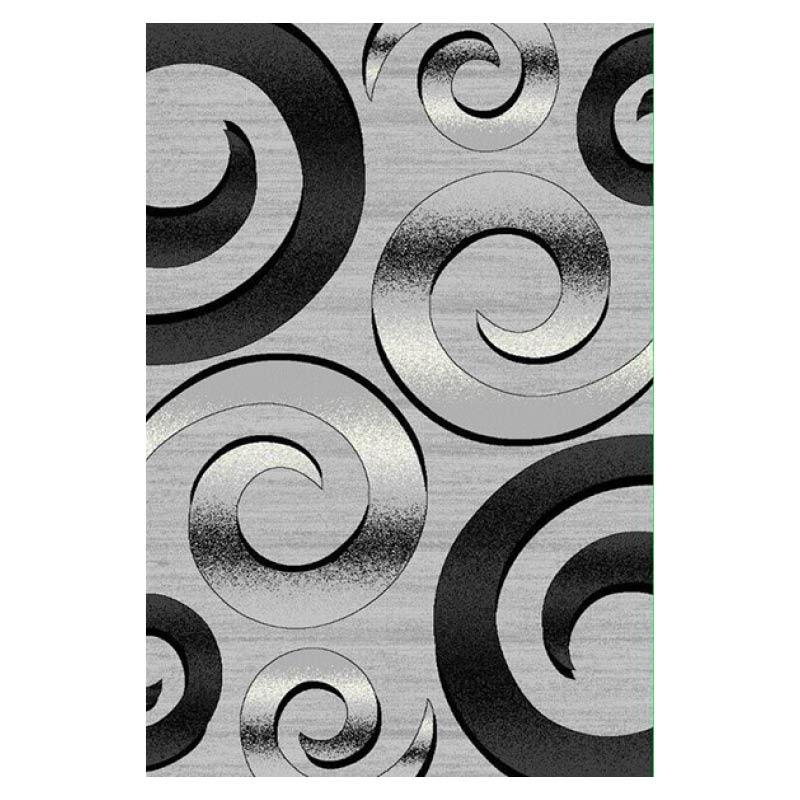 5' x 7' Rug with Swirl Pattern, Gray & Black