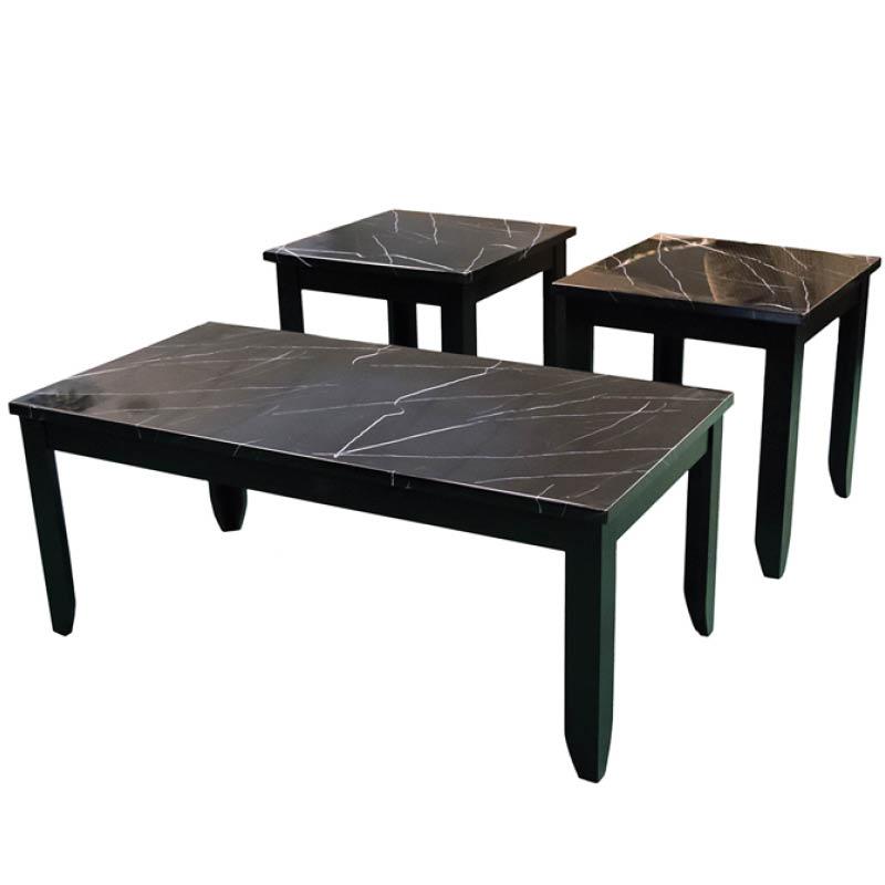 Faux Black Marble Coffee & End Tables