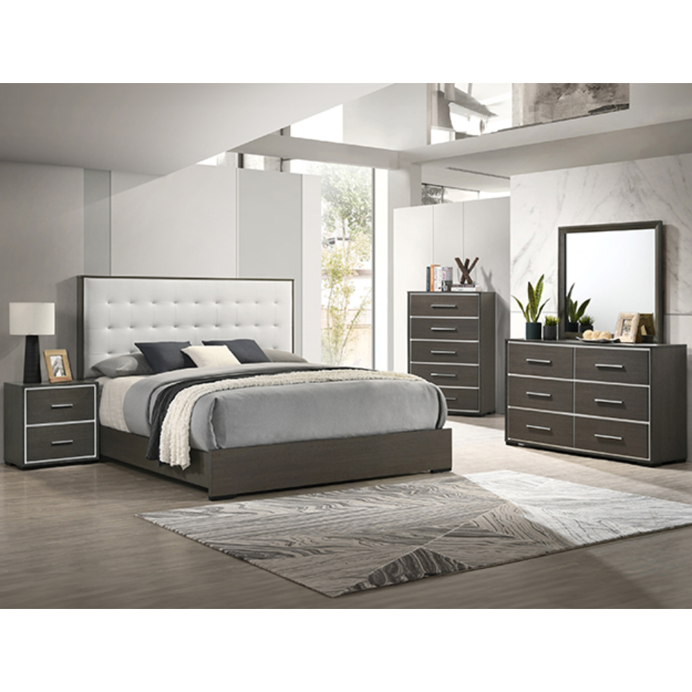 Crown Mark Bedroom Queen With Dresser, Mirror, Nightstand, And Chest 