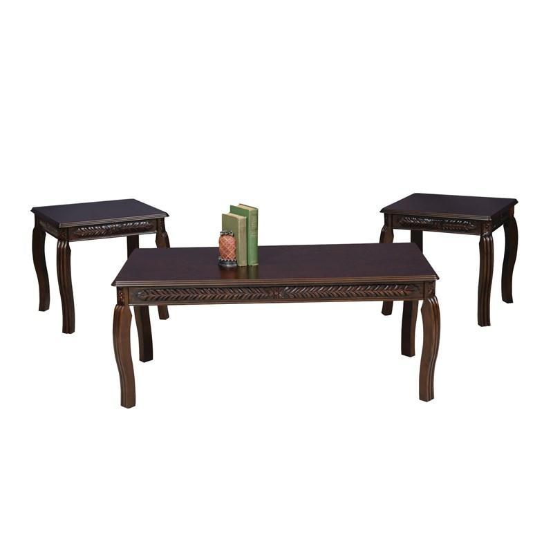 HFI3-Piece Coffee And End Tables With Curved Legs