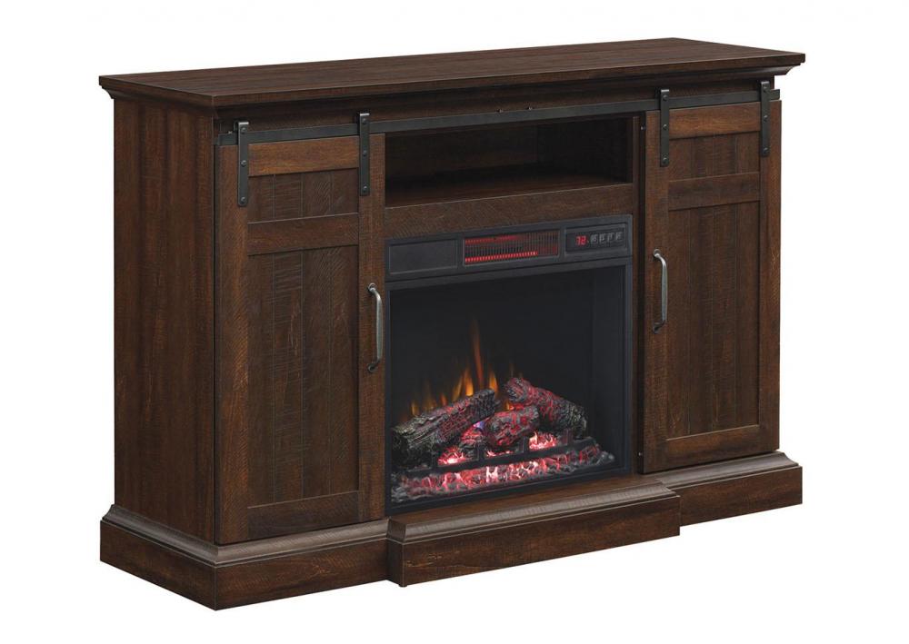 80" Espresso Fireplace TV Stand w/ Barn Doors
